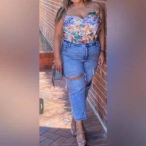 Express XL Floral Bodysuit